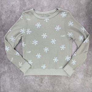 Wildfox Snowflake Pattern Crew Neck Sweatshirt